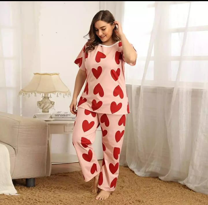 Pink Dilbar Printed Night Suit
