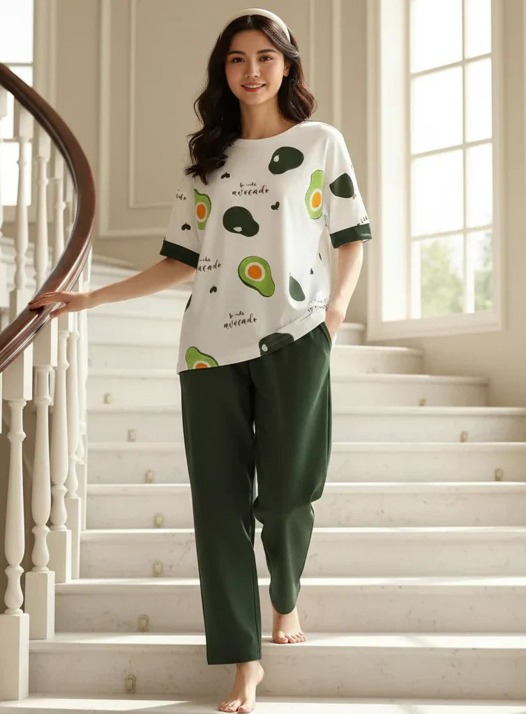 Papaya Printed Night Suit