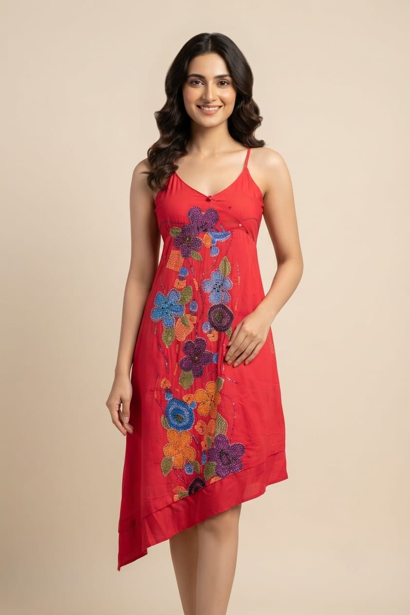 RED FLOWER PRINT ONE PCS NIGHTY