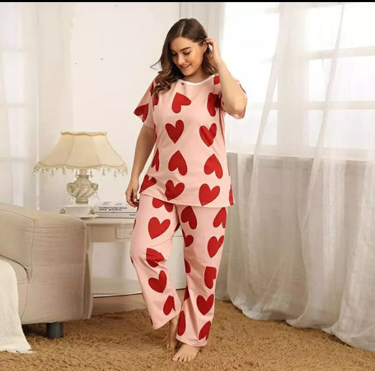 Pink Dilbar Printed Night Suit