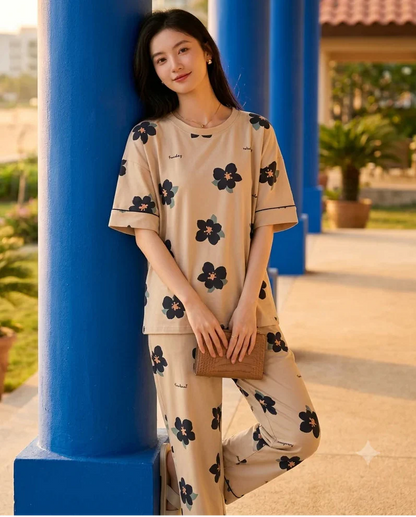 Big Flowers Printed Night Suit