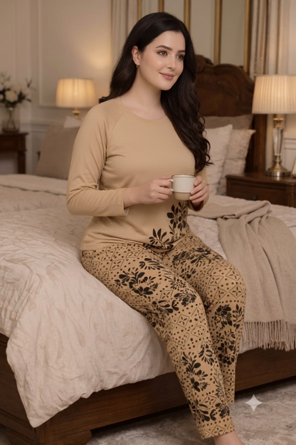 SKIN LEAVES PRINTED NIGHT SUIT