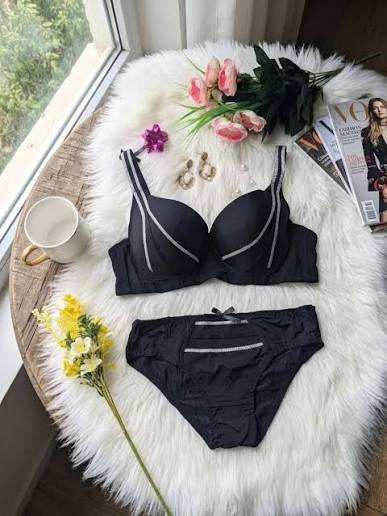 Black and Gray Bra set