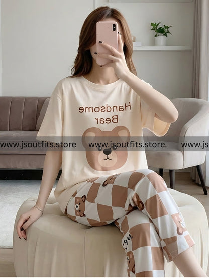 Handsome Bear Printed Night Suit