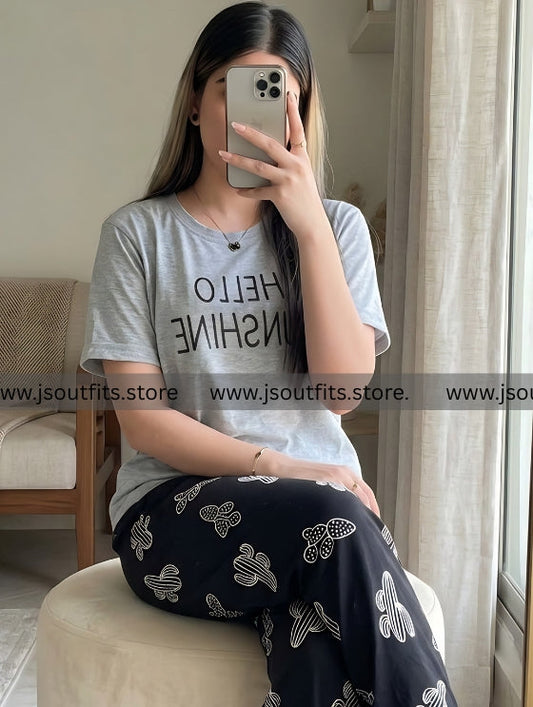 Hello Sunshine Printed Night Suit